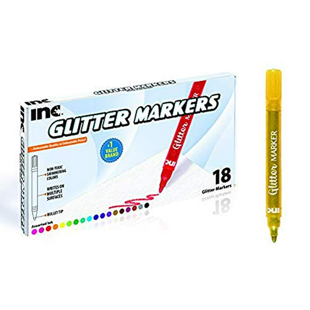 INC GLITTER MARKERS 18 Assorted Colors for Kids Gift NonToxic Water
