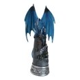 thumbnail image 3 of Blue Elemental Ice Dragon Perching On Medieval Stonewall Castle Tower Figurine, 3 of 9