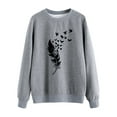 thumbnail image 3 of ZXSXSY Women Feather Birds Printing Graphic Pullover Long Sleeve Crew Neck Sweatshirt, 3 of 6