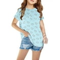 thumbnail image 2 of THDHVS Girls Shirts,Girls Short Sleeve Tops,Short Sleeve Graphic T-Shirt Round Neck Fahion Print Soprts Tee Light Blue 5-6 Years, 2 of 4