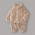 thumbnail image 2 of Wdgfv Kids Boys Girls Clothing Set Fall Winter 2 Piece Outfits Thick Warm Long Sleeve Pullover Tops Pants Sets Khaki 6-12 Months, 2 of 9