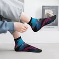 thumbnail image 2 of Fuzoiu Neon Cyberpunk Blue Bear Print Adult Socks, Crew Moisture-wicking Socks, Unisex Cushion Crew Socks,Casual Sports Ankle Socks, 2 of 7