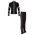 thumbnail image 2 of Hansber Kids Girls Long Sleeve Jacket Sweatshirt with Rhinestones Leggings Tracksuit Ice Skating Gym Lavender 6, 2 of 6