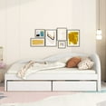 thumbnail image 2 of Euroco Full Size PU Upholstery Daybed, Tufted Sofa Bed with 2 Drawers for Kids Bedroom, White, 2 of 13