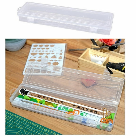 Durable Plastic Pencil Cases Translucent Plastic Paint Brush Holder, Long Paint Brushes Watercolor Pens Pencils Drawing Tools Storage Box Container Case, 13.9Inches