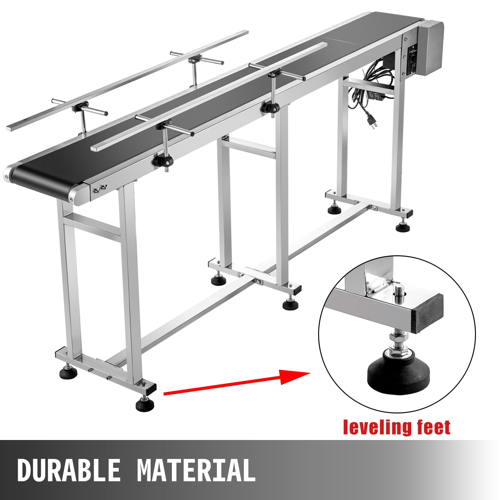 BENTISM PVC Two-Way Belt Conveyor, 71×7.8 inch Motorized Conveyor Industrial Transport Conveyor, w/Double Guardrails Anti-Static Adjustable Conveyor Table Electric Handling