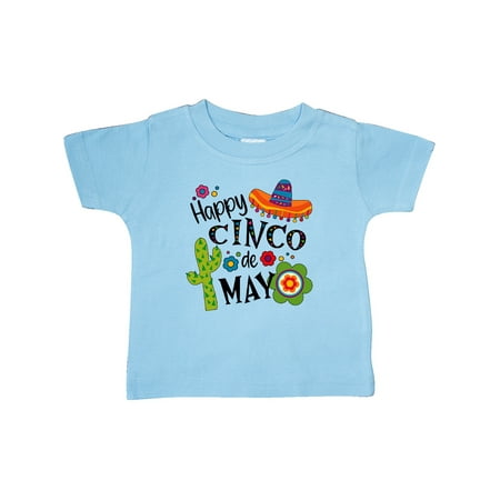 

Inktastic Happy Cinco de Mayo- Sombrero Cactus Flowers Gift Baby Boy or Baby Girl T-Shirt