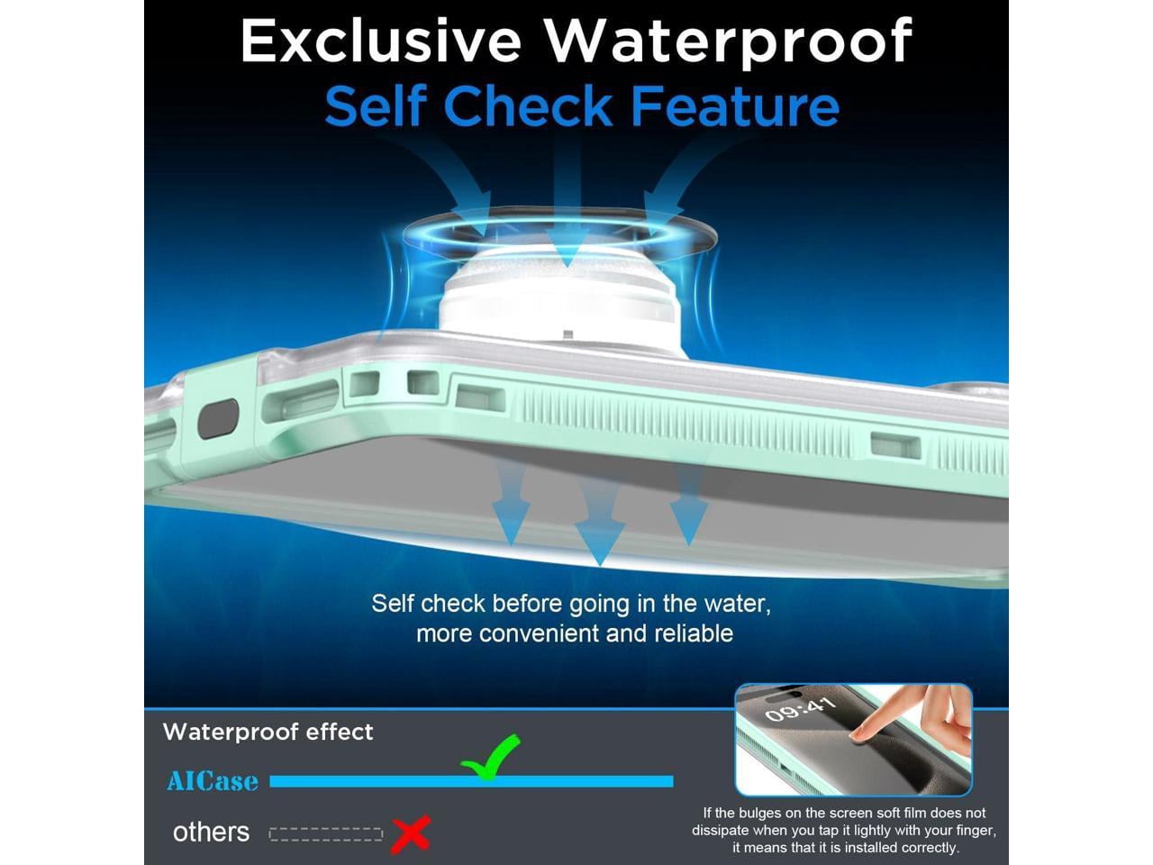 Waterproof Phone Case, Universal Self-Check Function Underwater Pouch Dry Bag Beach Travel Essentials Tech Gadgets for iPhone 15 14 13 11 12/Samsung S24/LG,Google/Xiaomi/Motorola