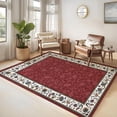 thumbnail image 3 of 10x13 Area Rugs for Living Room Washable Vintage Floral Pattern Large Bedroom Rugs Indoor Modern Geometric Bordered Rug Soft Non-Slip Under Table Carpet for Dining Room Apartment Office, Red, 3 of 9