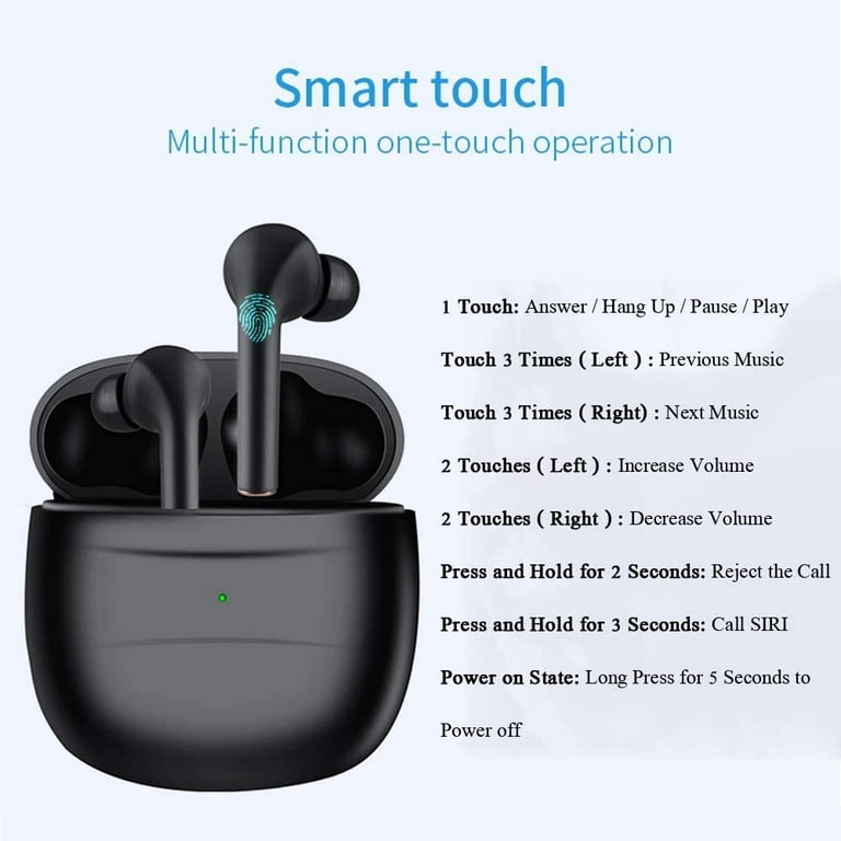 Bluetooth 5.0 True Wireless Earbuds with Charging Case Waterproof Earbuds 30 Hours Playtime TWS Stereo Headphones Built in Mic Earbuds Premium Sound with Deep Bass for Sport Running Walmart