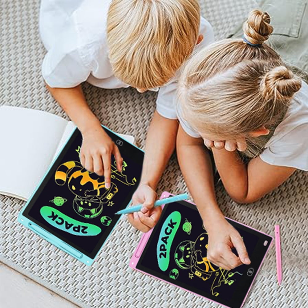 Fverey 2 Pack Colorful Toddler Drawing Pad 12inch Doodle Board Erasable Educational Toy