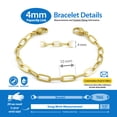 thumbnail image 3 of MedicEngraved Bracelet d'Alerte Médicale Personnalisé en Acier Inoxydable Or Jaune - Maillon Trombone 4 mm, 3 of 7