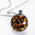 thumbnail image 2 of Thanksgiving Hat Glass Circular Pendant Necklace for Women - Elegant Glass Design Womens Necklace, 2 of 5