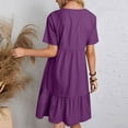 thumbnail image 4 of Lenago Women's Plus Size Summer Dresses High Waisted Fashion Holiday Summer Solid Color Short Sleeve Purple Dresses Party Beach Dress, 4 of 9