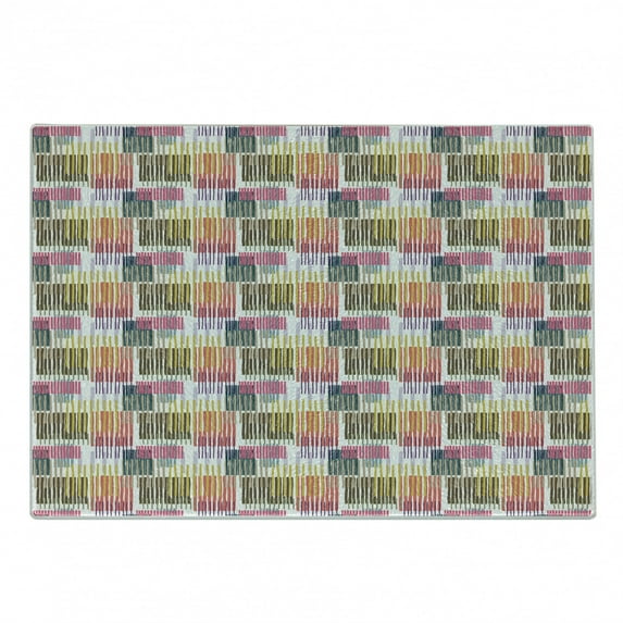 Abstract Cutting Board, Creative Modern Pattern with Continuous Colorful Stripes Illustration, Decorative Tempered Glass Cutting and Serving Board, in 3 Sizes, by Ambesonne