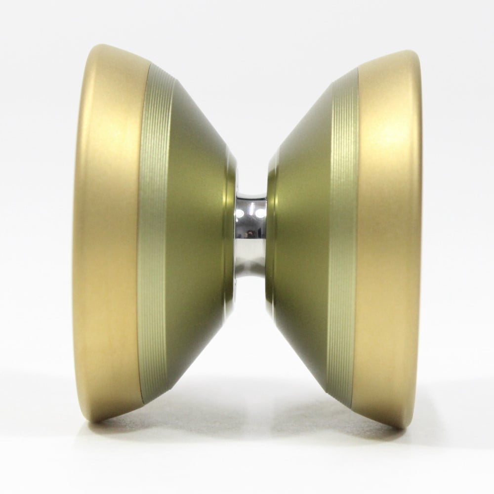 C3yoyodesign Malicius Yo-Yo - Bi-Metal - Michael Malík Signature YoYo (Shiny Olive Green Face Matte Olive Green Profile / Matte Gold Rim)