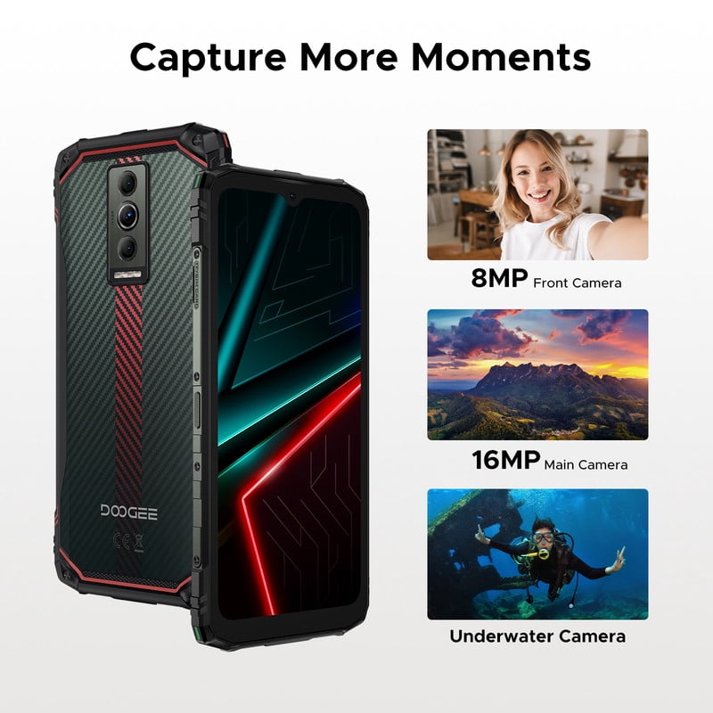 DOOGEE Blade10 Energy Rugged Phone 4.5G,10.7mm Ultra-Thin,24GB+128GB/TF 2TB Rugged Smartphone,6.56"HD+ 90Hz,16MP Camera,IP68/IP69K,6150mAh/Nfc/Face ID