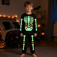 thumbnail image 4 of Boys Halloween Skeleton Pajamas Glow in The Dark Cotton 2 Piece Sleepwear Set Long Sleeve Kids PJs for Toddler Boys 2T, Pumpkin, 4 of 6