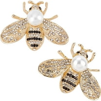 2Pcs Bee Brooches for Women Insect Honey Brooch Lapel Pin Rhinestone Fashion Jewelry Set Elegant Personality Accessories with Pearl Gift for Birthday Dating Party(Gold)