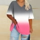 thumbnail image 3 of Camisetas de Verano de las Mujeres de Manga Corta con Cuello en V de Gran Tamaño Camiseta Deportiva Sólida, Base Cómoda Casual, 3 of 4