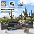thumbnail image 6 of Gotland Outdoor Patio Furniture Sectional Conversation Set 12Pcs Rattan Wicker 10 Cushion Table Grey, 6 of 7