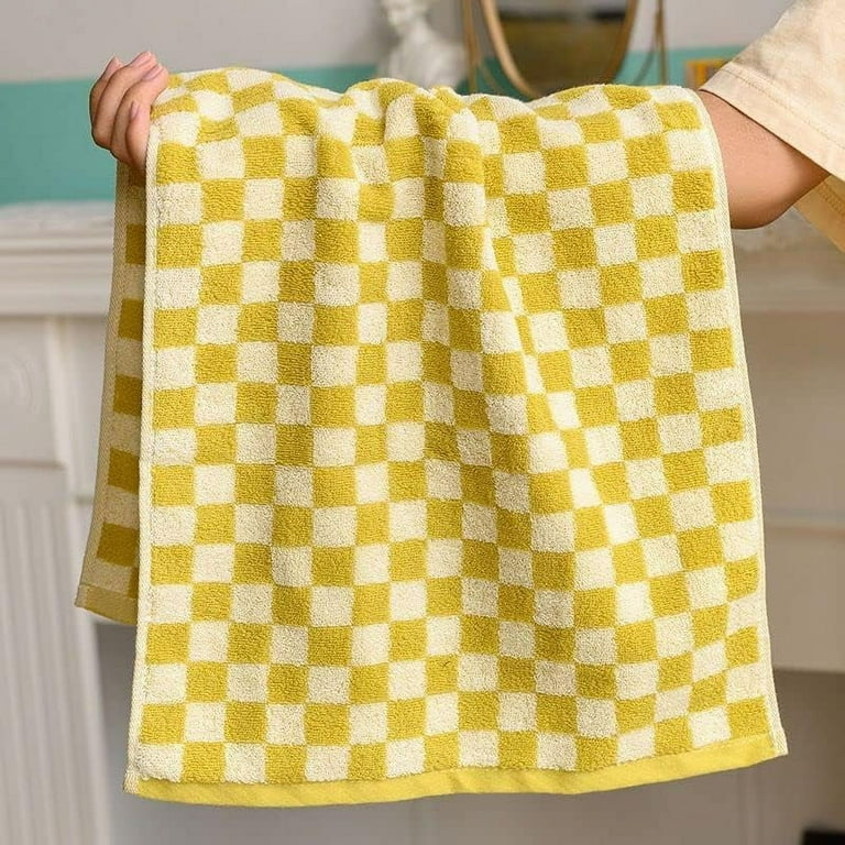 Nvzi Checkered Cotton 3-Pack Hand Towel, 13x29 inches, Soft