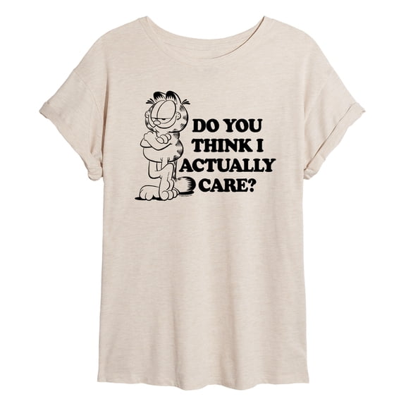 Garfield - Do You Think I Actually Care - Juniors Ideal Flowy Muscle T-Shirt