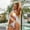 White, variant on EGNMCR Womens Swimsuits Women's Fashion Casual Solid Color Backless Hollow Out Binding Bikinis Sets
