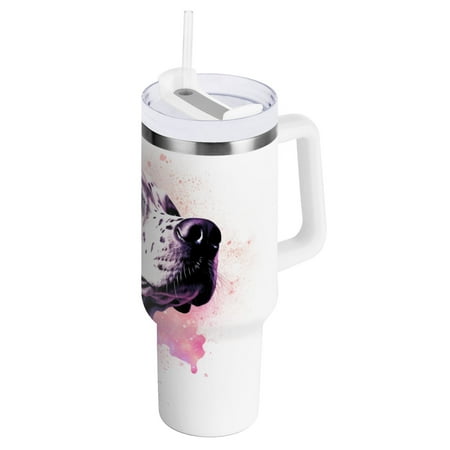

JSTEL Dalmatian Dog 40 oz Tumbler Stainless Steel Water Bottle Vacuum Insulated Cup with Straw Lid & Handle For Travel Car Cup Holder