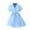 Blue Dresses for Girls, variant on Chiffon Dresses for Girls with Belt Size 3-9 Toddlers Kids Short Puffed Sleeve Button Collared Solid Color A-Line Pleated Suit Dress