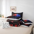 thumbnail image 4 of Erosebridal Neon Red Blue Gamepad Bedding Sets Twin Size, Gradient Lines Comforter Sets with Sheets, Gamer Room Decorative, Reversible 7-Piece, 4 of 6