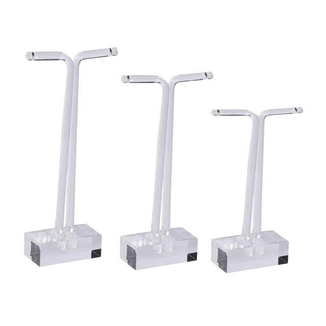 Juego de 3 barras en T Yuyangstore acrílico transparente Soporte de joyería