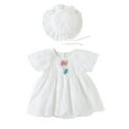 thumbnail image 2 of TOOYOU Baby Girl Bodysuits Cheap Toddler Girl Onesies Ruffles Sleeveless Lace Jumpsuit Clothing Set With Hat Breathable Rompers White Size 9-15 Months, 2 of 9