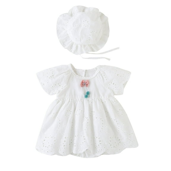 Akiihool Baby Bodysuit Girl Short Sleeve Baby Girls Ribbed Bodysuit Outfits Spring Summer Clothes (White,6-9 Months)