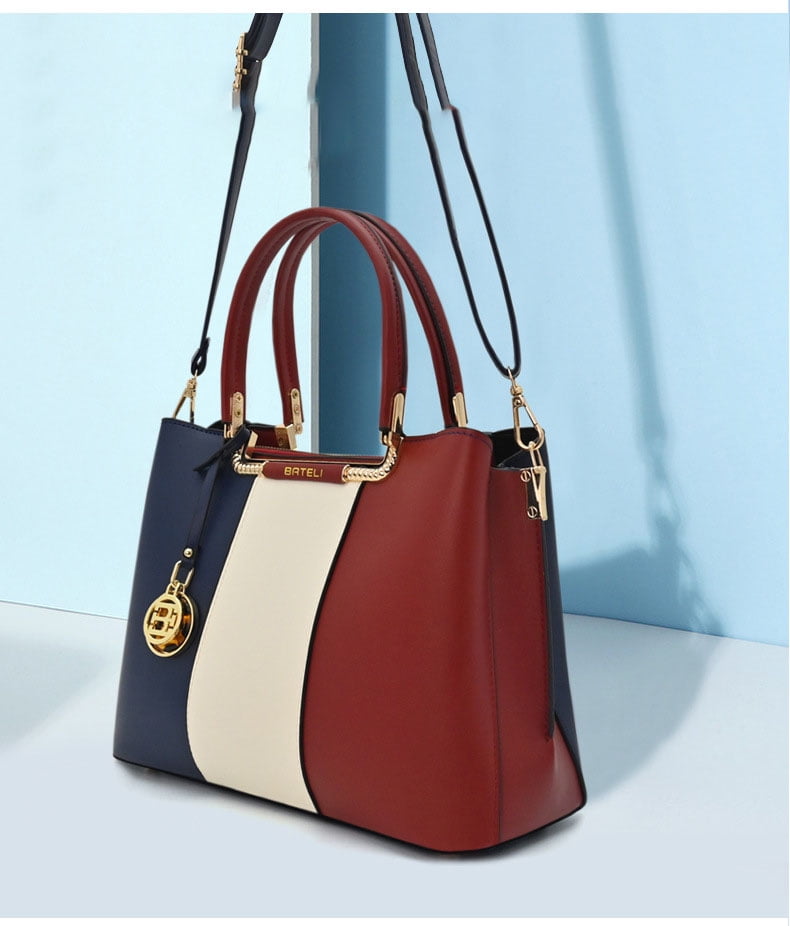 Purses and Handbags for Women Pu Leather Contrast Color Crossbody Bags Trendy Tote Shoulder Bag Patchwork Designer Gift