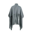 thumbnail image 4 of Biekopu Womens High Neck Long Sleeve Fringe Top Plus Size Tassel Ponchos Cape Cloak Coat Oversized Shawl Pullover Sweatshirt, 4 of 4