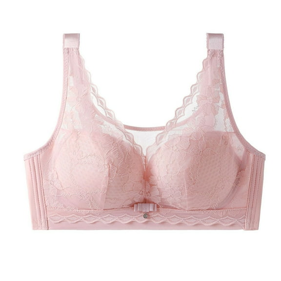 ALLLIST Bras for Women Push up Lace Wireless Bralette Pink Solid Comfy Full-Figure Womens Bras Size 40/90C
