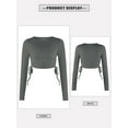 thumbnail image 5 of Xuanfei Women Side Drawstring Crew Neck Long Sleeve Rib Cropped Top, 5 of 5