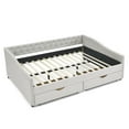 thumbnail image 4 of JAMPOOCA Linen Storage Queen size Upholstered Daybed with Storage Drawers Beige, 4 of 9