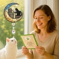 thumbnail image 2 of Black Cat and Bookshelf Suncatcher - Black Cat Reading a Book on The Moon Suncatcher, Book Ornament with Crystal Suncatcher, Cat Memorial Gifts for Loss of Cat, Gift for Book Lovers and Cat Lovers., 2 of 9