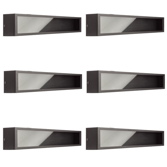 6 Pack: Black Front Loading 28" x 5.8" LED Display Case with Glass Frame by Studio Decor