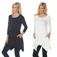 thumbnail image 1 of White Mark Haut Tunique pour Femmes, Lot de 2, Makayla Noir à Manches 3/4, 1 of 2