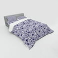 thumbnail image 3 of Floral Duvet Cover Set, Computer Graphics of Blossoming Flowers Apples and Berries Pattern in Violet Shade, Bedding Set with Shams and Fitted Sheet, 3 Sizes, by Ambesonne, 3 of 3