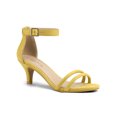 thumbnail image 1 of BLISSFUL STEP Sandales pour Femmes en Faux Suède à Bride à la Cheville à Talon Kitten à Enfiler à Brides Unies Jaune 6,5, 1 of 8