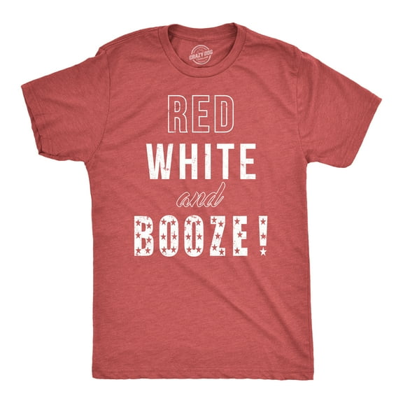 Mens Red White and Booze Funny Drinking Tees USA Hilarious Vintage Novelty T shirt Graphic Tees