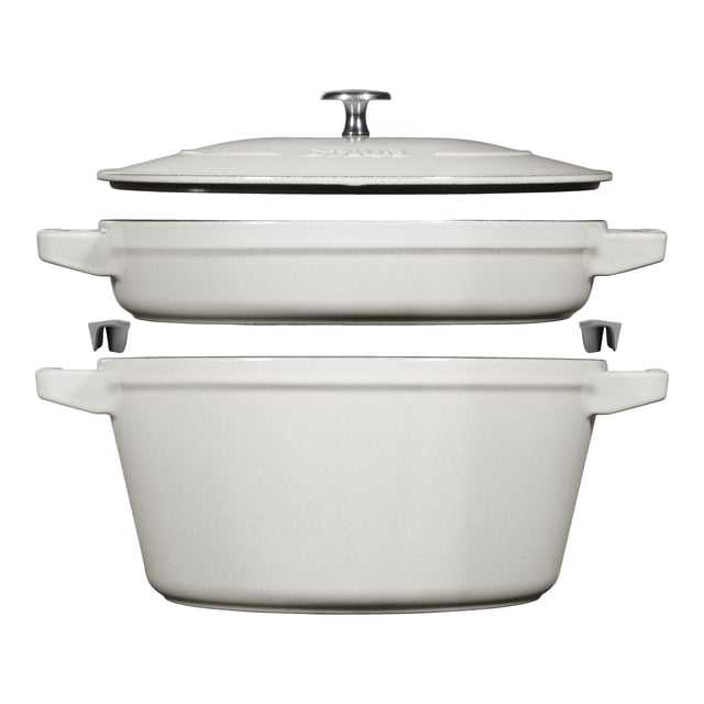 STAUB Stackable Set Stackable Set 3 Piece Cast Iron, White Truffle