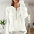 thumbnail image 2 of Women's V Neck Pullover Sweater Soft Loose Knitwear Long Sleeve Winter Tops Comfortable Casual Solid Warm, 2 of 2