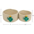 thumbnail image 2 of Small Basket for Organizing Small Woven Basket Set of 2 Cactus Small Rope Basket Decorative Mini Storage Bins  Little for Des, 2 of 7