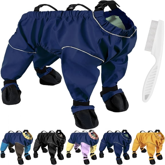 GASTROPOD Dog Snowsuit with Attached Boots, Pet Walking Legging Boots Waterproof Anti-Slip, Dog Snow Suit with Built in Boot Adjustable Suspenders for Outdoor Winter Snow Hiking (B, X-Large)