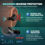 AXIL XCOR PRO Wireless Tactical Earbuds with Bluetooth 5.2, Digital Hearing Protection, Hear Control Technology & Touch Controls, Black
